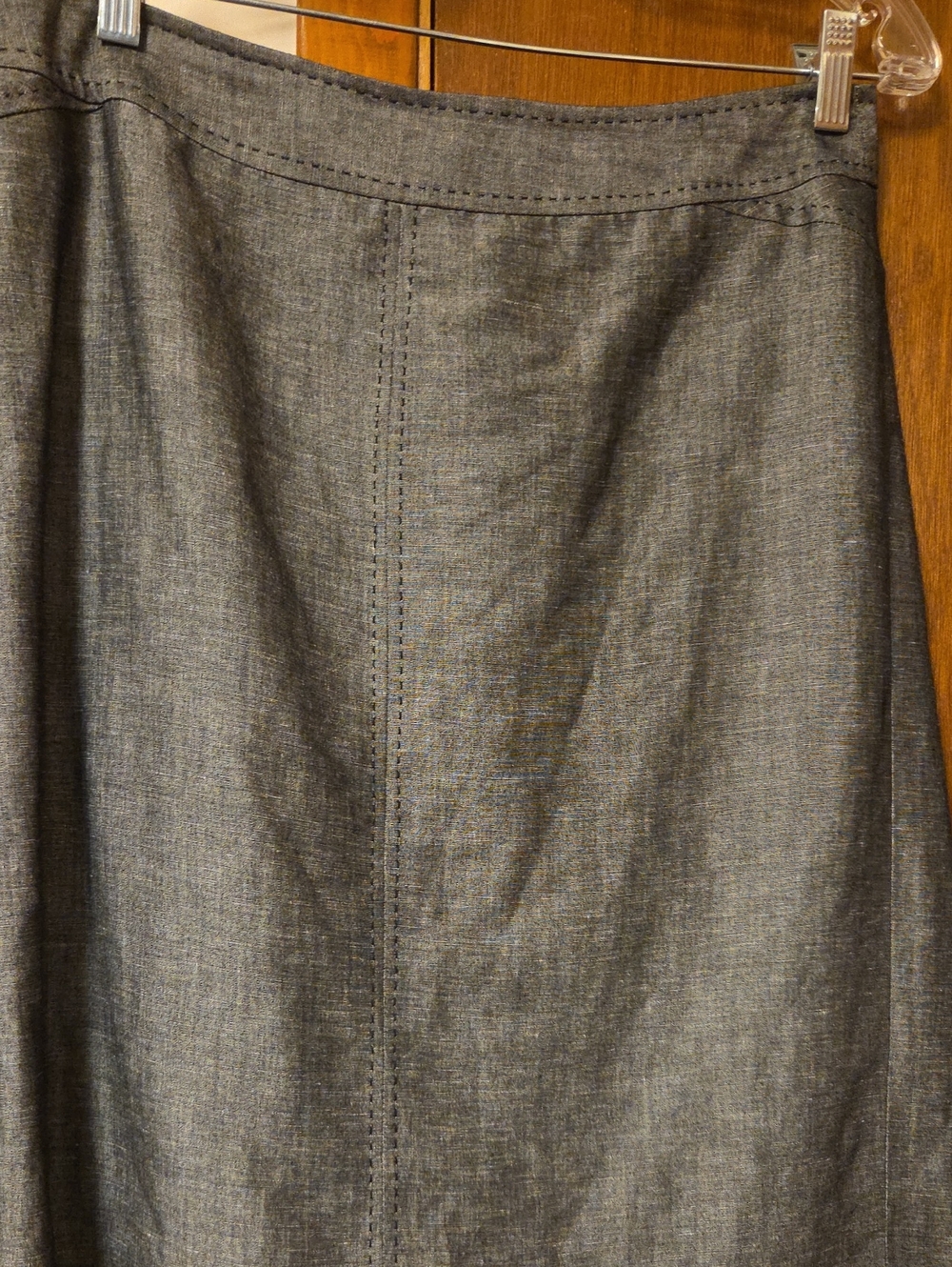 WORN ONCE LOFT Grey Pencil Skirt with Topstitch Detail